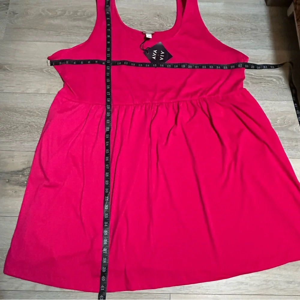 Ava & Viv Babydoll Empire Waist Pullover Dress NWT Pockets Sleeveless Pink Sz 4X - Picture 9 of 9